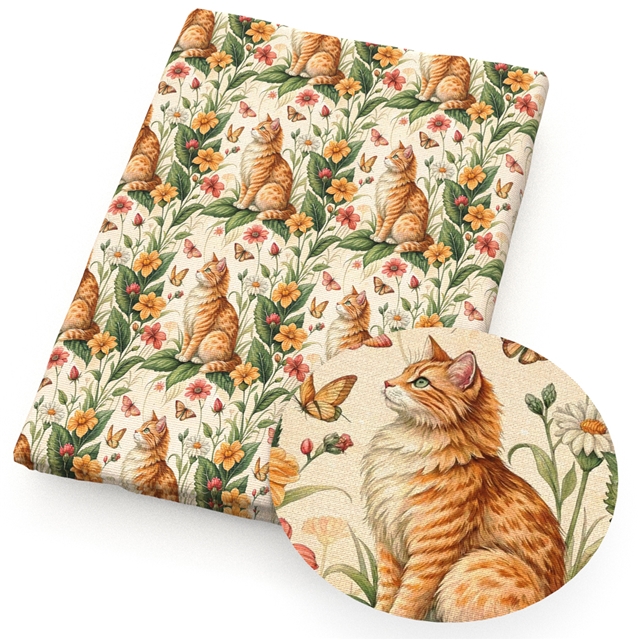 polyester cotton cat series polyester cotton fabric set (5 pcs/set) polyester cotton fabric,20*20cm(7.9*7.9