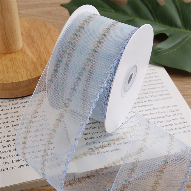single hook edge printed snow yarn ribbon