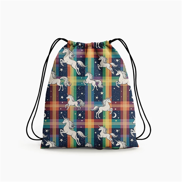 polyester cotton grid rainbow unicorn series polyester cotton fabric set (4 pcs/set) polyester cotton fabric,20*20cm(7.9*7.9