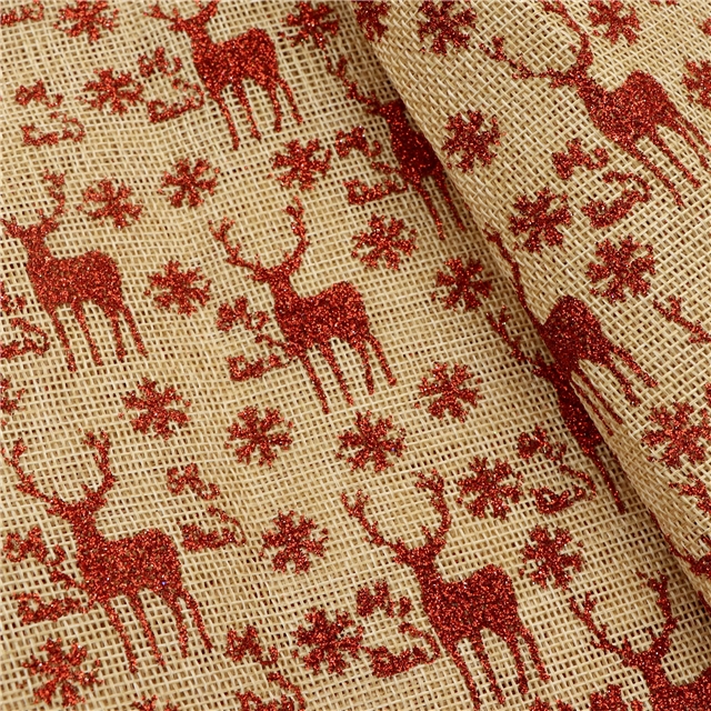 100% polyester glitter snowflake christmas deer imitation linen