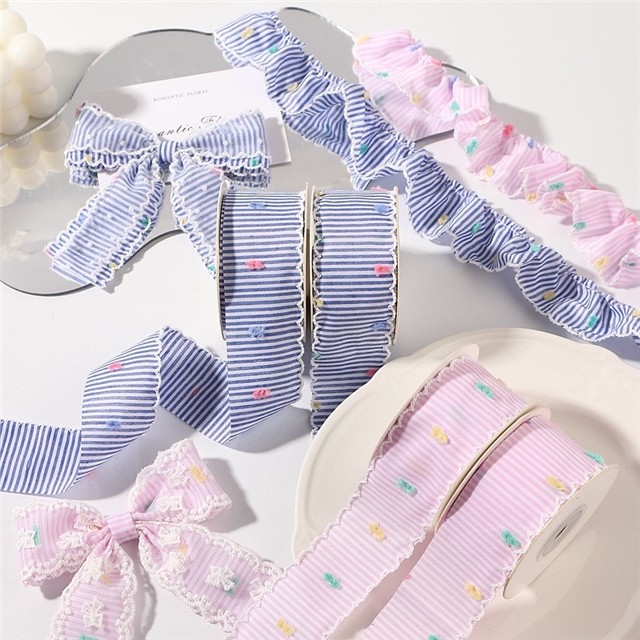 bud edge fuzzy dot stripe lace tape
