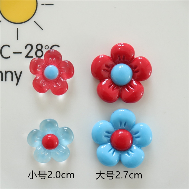 plastic/resin retro red blue glossy flower 3d resin accessory
