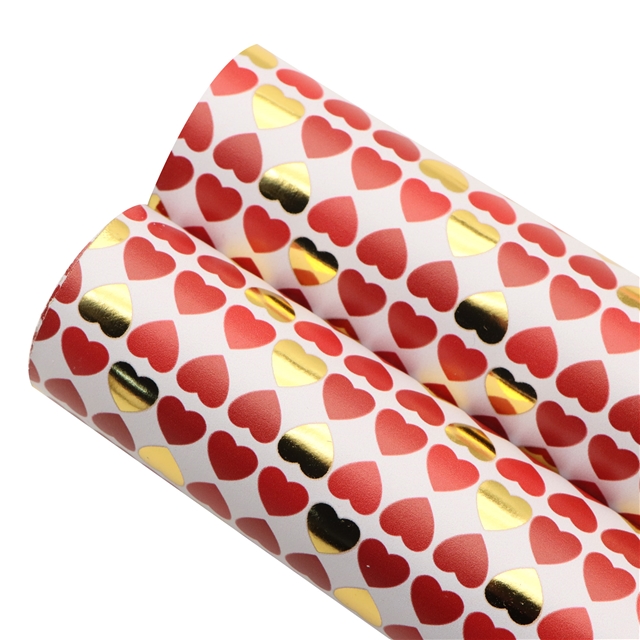 self printed gold foil faux leather fabric