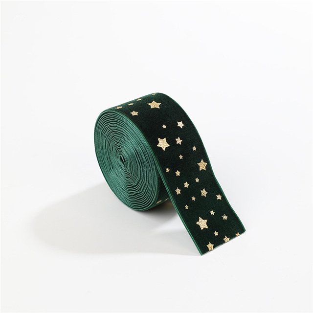 fabric christmas hot stamping star velvet belt 4cm(1.6
