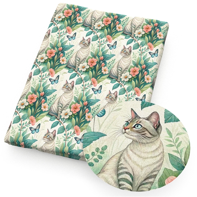 polyester cotton cat series polyester cotton fabric set (5 pcs/set) polyester cotton fabric,20*20cm(7.9*7.9
