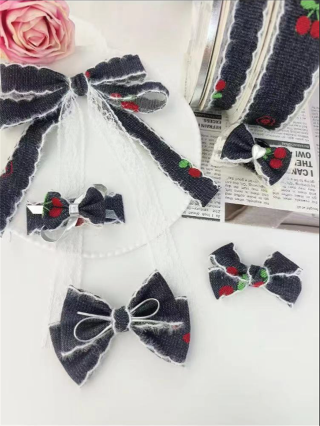 cherry denim moon ribbon