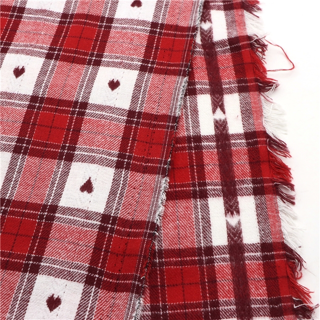 cotton checkered heart-shaped yarn dyed jacquard fabric