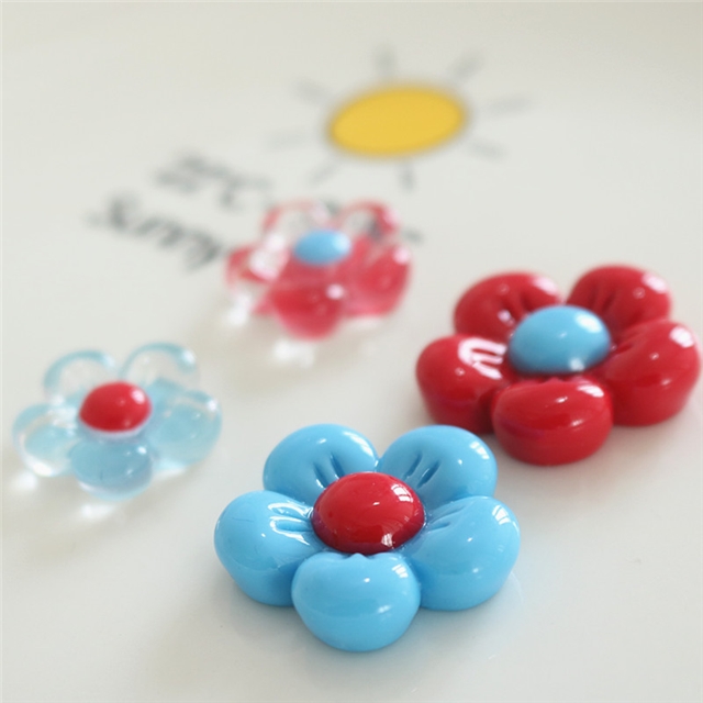 plastic/resin retro red blue glossy flower 3d resin accessory