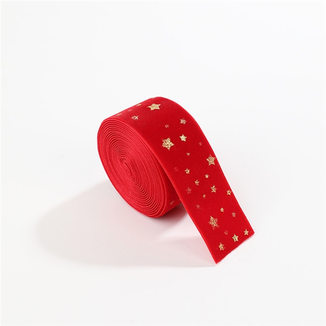 fabric christmas hot stamping star velvet belt 4cm(1.6