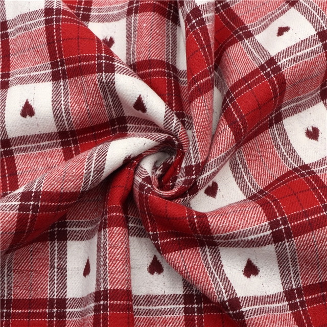 cotton checkered heart-shaped yarn dyed jacquard fabric