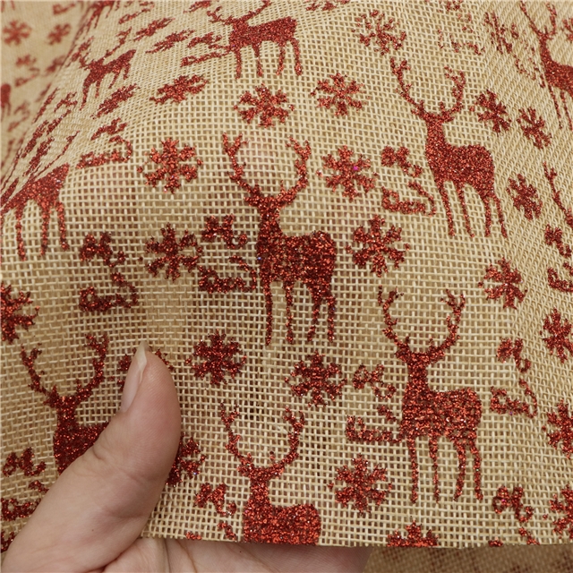 100% polyester glitter snowflake christmas deer imitation linen