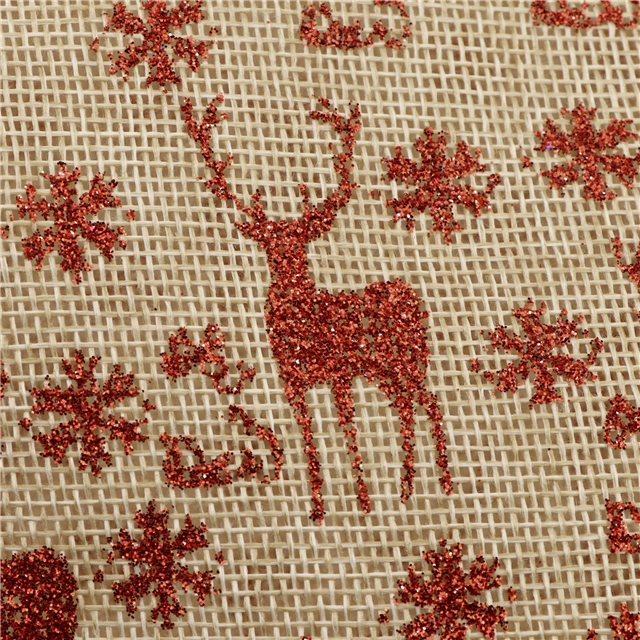 100% polyester glitter snowflake christmas deer imitation linen