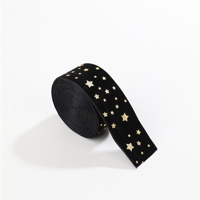 fabric christmas hot stamping star velvet belt 4cm(1.6