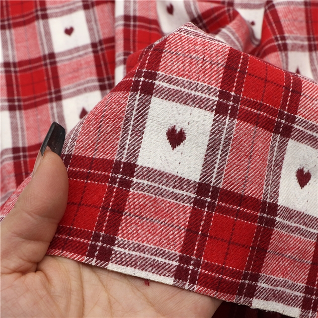 cotton checkered heart-shaped yarn dyed jacquard fabric