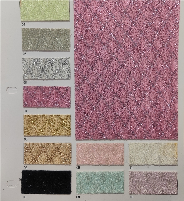 synthetic leather glitter lace leaf faux leather