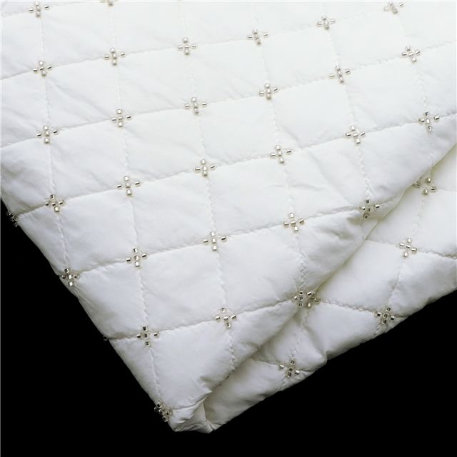 quilted embroidery bead diamond pattern cotton fabric