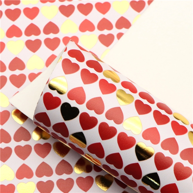 self printed gold foil faux leather fabric