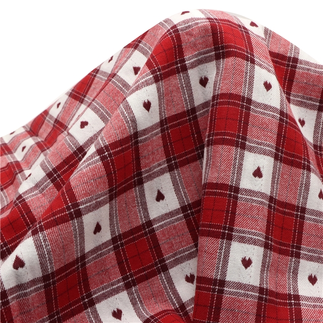 cotton checkered heart-shaped yarn dyed jacquard fabric