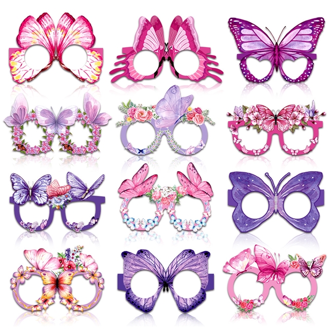 Butterfly themed paper glasses party props set