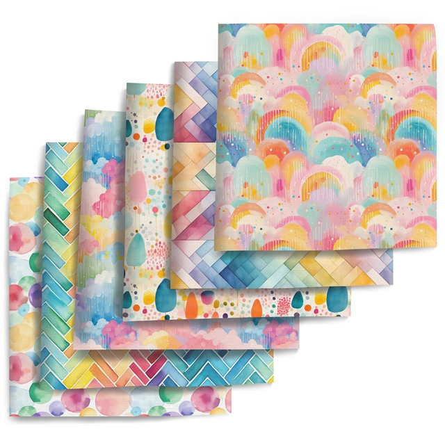 polyester cotton colorful geometric patterns series polyester cotton fabric set (6 pcs/set) polyester cotton fabric,20*20cm(7.9*7.9