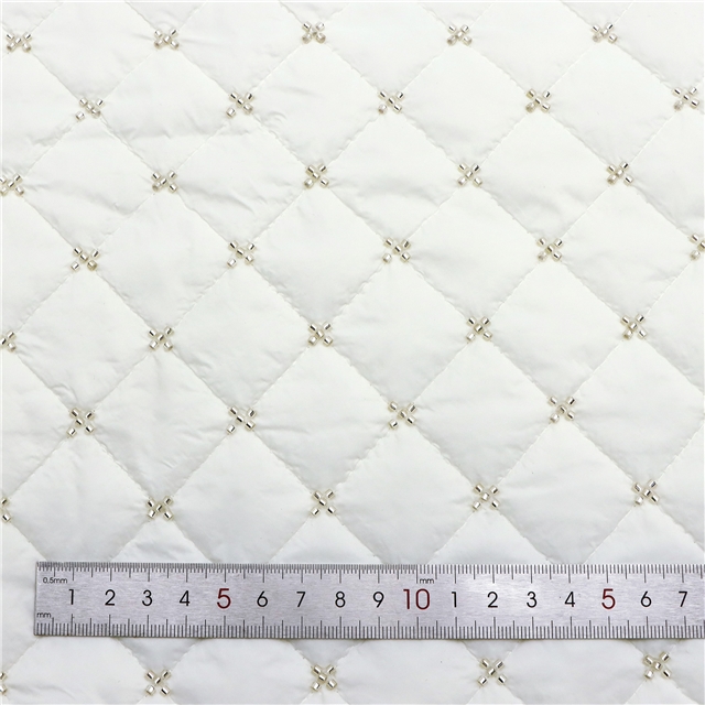 quilted embroidery bead diamond pattern cotton fabric