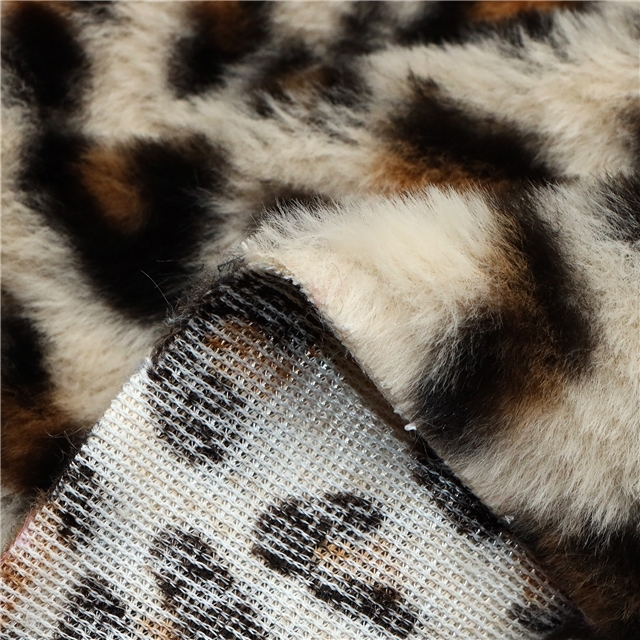polyester fiber Rabbit fur leopard print velvet fabric