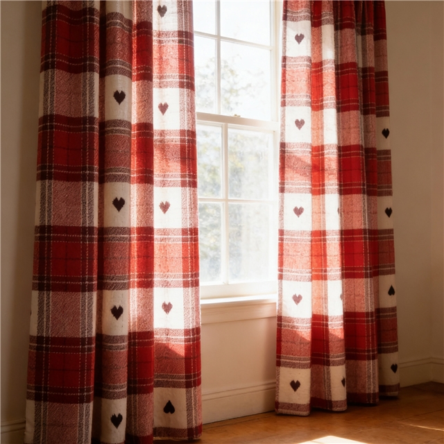 cotton checkered heart-shaped yarn dyed jacquard fabric