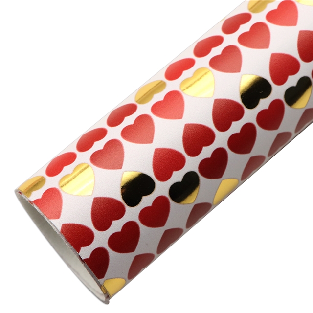 self printed gold foil faux leather fabric