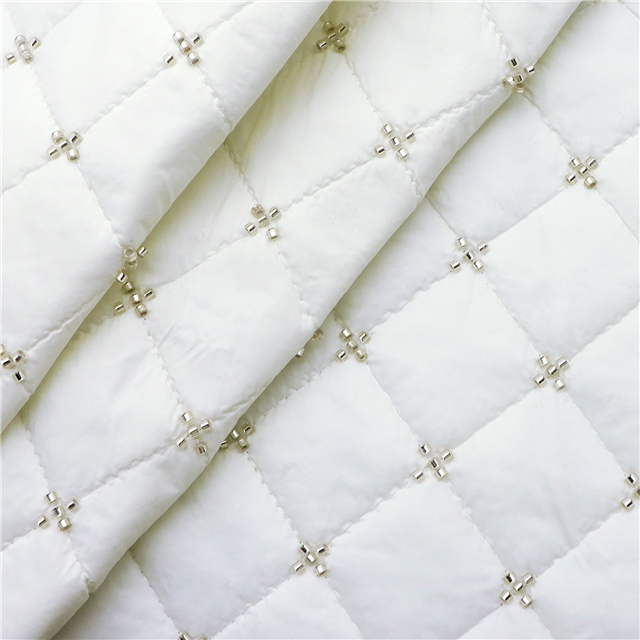 quilted embroidery bead diamond pattern cotton fabric