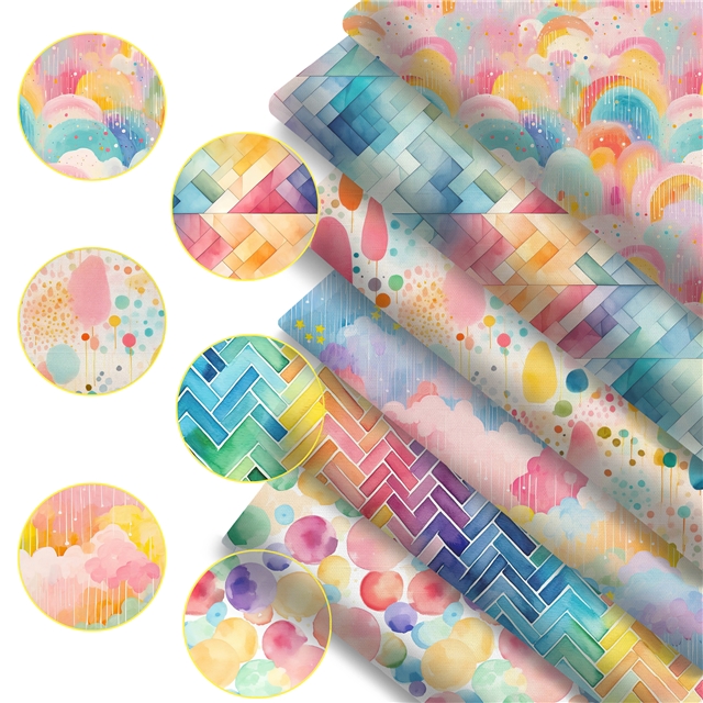 polyester cotton colorful geometric patterns series polyester cotton fabric set (6 pcs/set) polyester cotton fabric,20*20cm(7.9*7.9