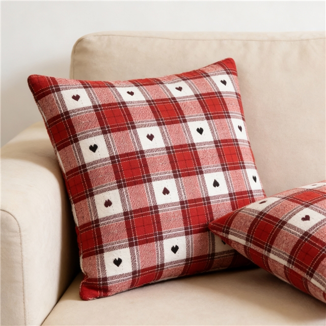 cotton checkered heart-shaped yarn dyed jacquard fabric