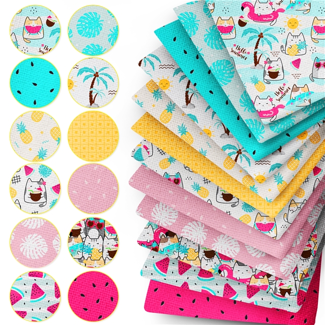 polyester cotton summer beach vacation series polyester cotton fabric set (12 pcs/set) polyester cotton fabric,20*20cm(7.9*7.9