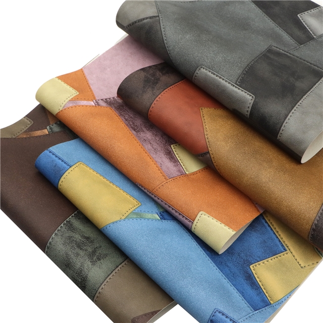 synthetic leather retro splicing PVC synthetic leather