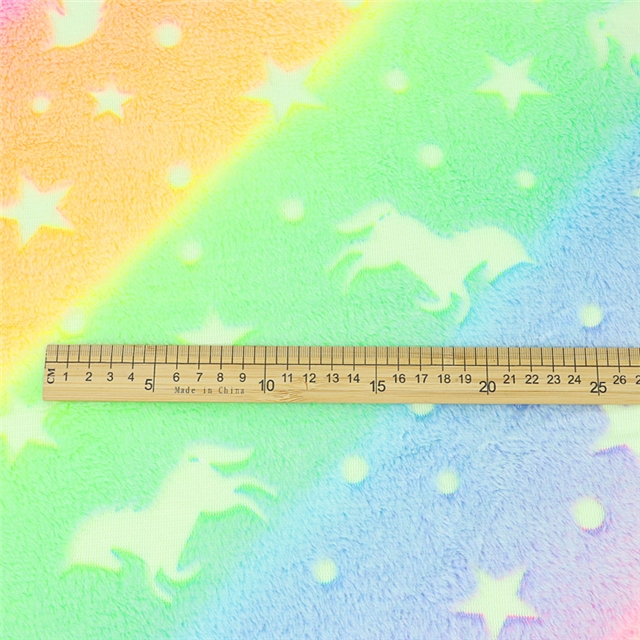 rainbow series printed glow in the dark velvet fabric
