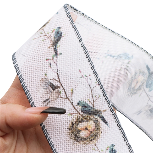 same as picture 2"  Wired linen ribbon flax 50mm(2