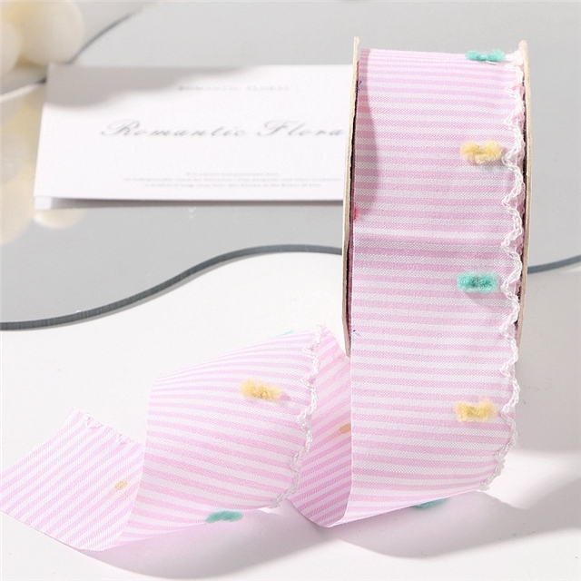 bud edge fuzzy dot stripe lace tape