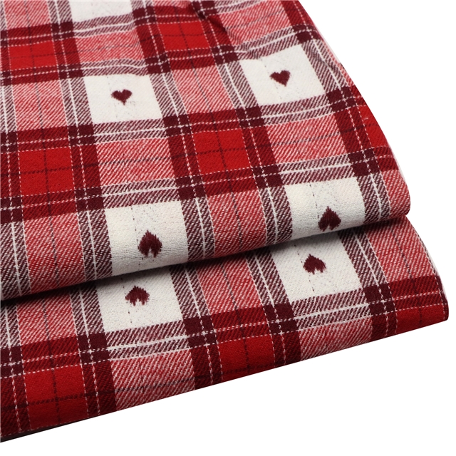 cotton checkered heart-shaped yarn dyed jacquard fabric