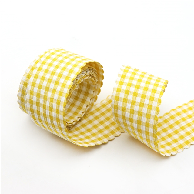 plain checkered woven tape tooth edge yellow,3.8cm(1-1/2