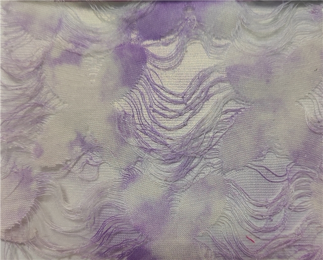 color tie dye hollow cut flower hairy whisker flower polyester fabric