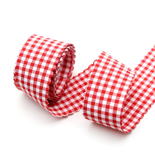plain checkered woven tape tooth edge red,3.8cm(1-1/2