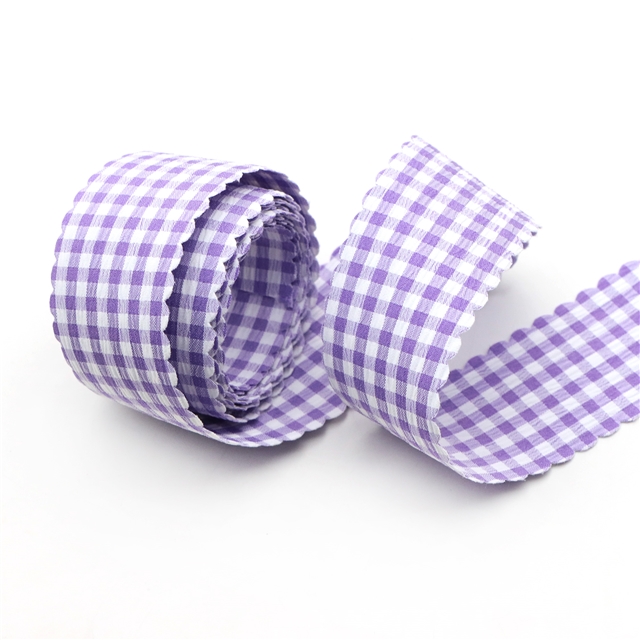 plain checkered woven tape tooth edge purple,3.8cm(1-1/2