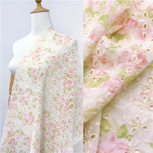 embroidered flower tie dye chiffon fabric