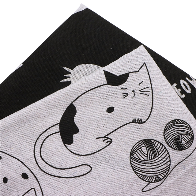cat series cotton and linen fabric printing