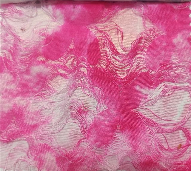 color tie dye hollow cut flower hairy whisker flower polyester fabric