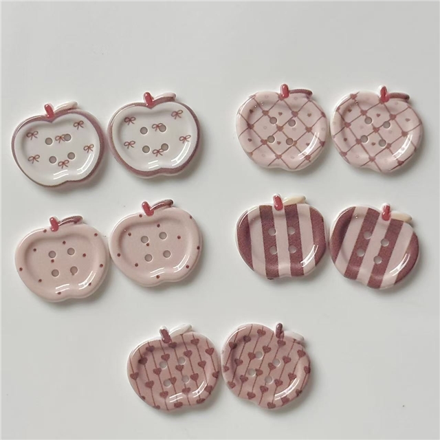 vintage milk coffee printed checkered apple button