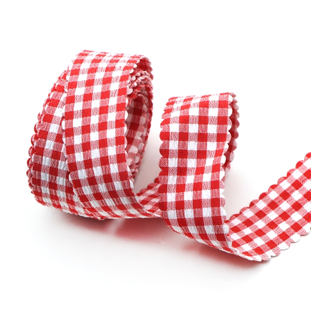 plain checkered woven tape tooth edge red,2.5cm(1