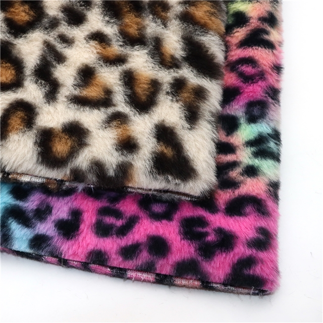 polyester fiber Rabbit fur leopard print velvet fabric