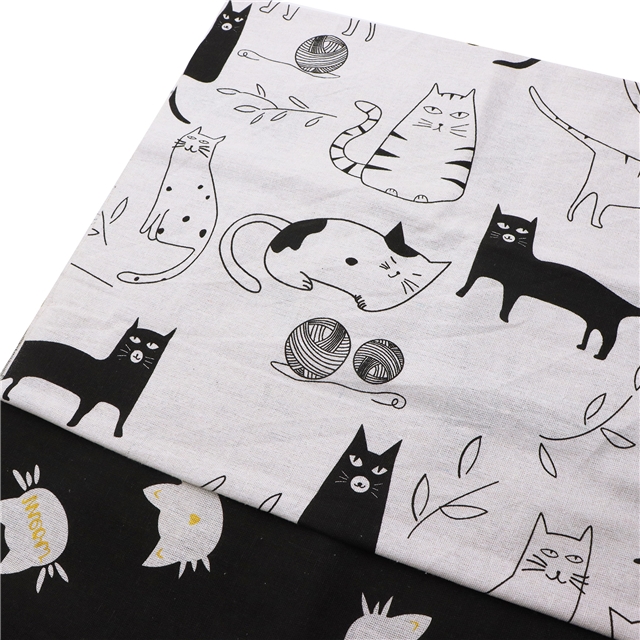 cat series cotton and linen fabric printing