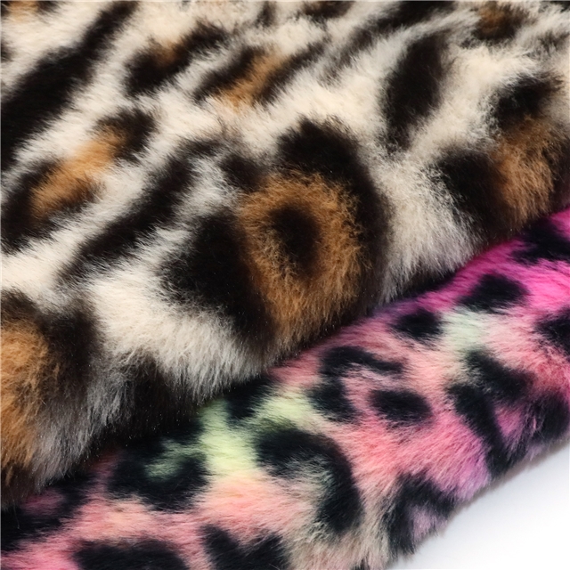 polyester fiber Rabbit fur leopard print velvet fabric