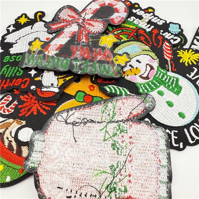 santa claus embroidery fabric sticker, ironing adhesive backing